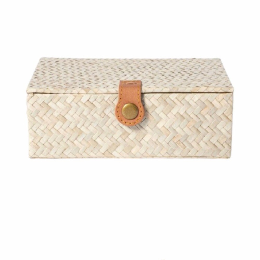 NWT Studio McGee Decorative Storage Box Woven Pandan with Lid Small
